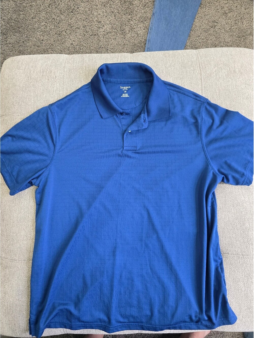 Haggar Large blue short sleeve polo shirt
